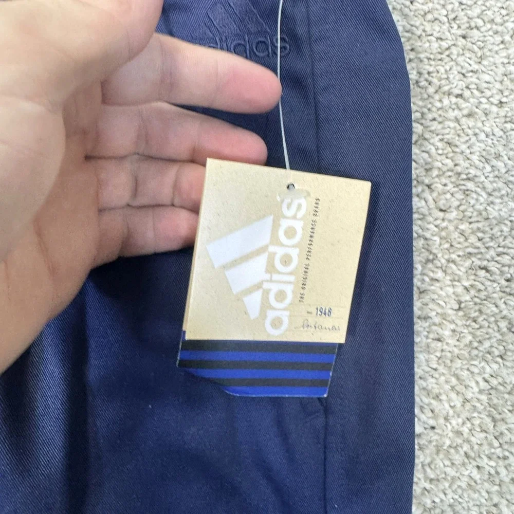 Adidas Pants Mens 34 TM Sideline Pan Navy Blue Pleated Vintage NEW